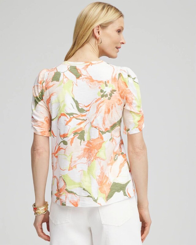 Floral Henley Shirred-Sleeve Tee - image 3